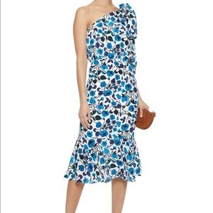Saloni Juliet one-shoulder floral-print silk dress